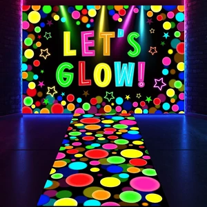 2 Pcs Glow in the Dark Party Backdrop Dance Floor Rug, Dot Neon Backdrop 3.9x5.9ft, 39x118in Light up Floor Mat, Photo Booth Background for Bar Disco Birthday 70s 80s Glow Party 2 Pcs Glow in the Dark Party Backdrop Dance Floor Rug, Dot Neon Backdrop 3.9x5.9ft, 39x118in Light up Floor Mat, Photo Booth Background for Bar Disco Birthday 70s 80s Glow Party