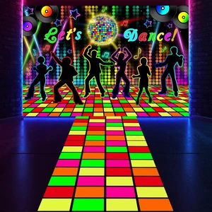 2 Pcs Glow in the Dark Party Backdrop Dance Floor Rug, Dance Neon Backdrop 3.9x5.9ft, 39x118in Light up Floor Mat, Photo Booth Background for Bar Disco Birthday 70s 80s Glow Party 2 Pcs Glow in the Dark Party Backdrop Dance Floor Rug, Dance Neon Backdrop 3.9x5.9ft, 39x118in Light up Floor Mat, Photo Booth Background for Bar Disco Birthday 70s 80s Glow Party