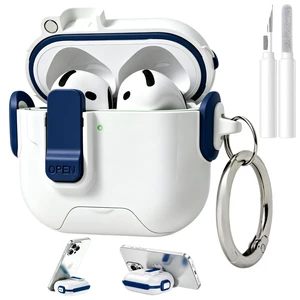 for AirPods 5/4 Case (2026/2024), with Lock & Phone Stand & Cute Automatic Snap Switch Secure Cover with Cleaner Kit & Carabiner Keychain & Braided Lanyard (Blue, Airpods 5/4) for AirPods 5/4 Case (2026/2024), with Lock & Phone Stand & Cute Automatic Snap Switch Secure Cover with Cleaner Kit & Carabiner Keychain & Braided Lanyard (Blue, Airpods 5/4)
