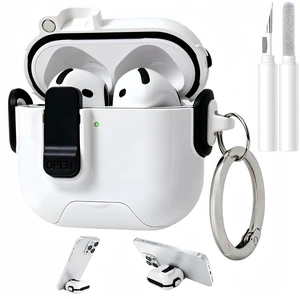for AirPods 5/4 Case (2026/2024), with Lock & Phone Stand & Cute Automatic Snap Switch Secure Cover with Cleaner Kit & Carabiner Keychain & Braided Lanyard (Black, Airpods 5/4) for AirPods 5/4 Case (2026/2024), with Lock & Phone Stand & Cute Automatic Snap Switch Secure Cover with Cleaner Kit & Carabiner Keychain & Braided Lanyard (Black, Airpods 5/4)