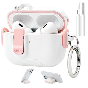 for AirPods Pro 3 Case (2025),with Lock & Phone Stand & Cute Automatic Snap Switch Secure Cover with Cleaner Kit & Carabiner Keychain & Braided Lanyard (Pink, Airpods Pro 3) for AirPods Pro 3 Case (2025),with Lock & Phone Stand & Cute Automatic Snap Switch Secure Cover with Cleaner Kit & Carabiner Keychain & Braided Lanyard (Pink, Airpods Pro 3)