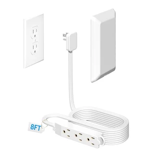 8FT Flat Plug Extension Cord with 3 Outlet Power Strip,Ultra Thin Outlet Concealer with Outlet Covers Baby Proofing,Flat Face Outlet Extender for Home,Bedroom,Kitchen with ETL Listed,White 8FT Flat Plug Extension Cord with 3 Outlet Power Strip,Ultra Thin Outlet Concealer with Outlet Covers Baby Proofing,Flat Face Outlet Extender for Home,Bedroom,Kitchen with ETL Listed,White