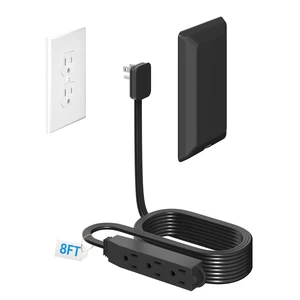 8FT Flat Plug Extension Cord with Cord Concealer Kit,3 Outlet Power Strip,Wall Extension Cord with Flat Plug for Baby Protection,Universal Size for Home,Bathroom with ETL Listed,Black 8FT Flat Plug Extension Cord with Cord Concealer Kit,3 Outlet Power Strip,Wall Extension Cord with Flat Plug for Baby Protection,Universal Size for Home,Bathroom with ETL Listed,Black