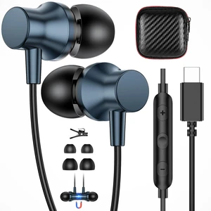 USB C Wired Earbuds for iPhone 18 Pro 17 16 15 Volume Control Navy Magnetic Type C Headphones with Mic for Samsung S26 S25 S23 S22, Stereo Noise Canceling In-Ear Ear Buds for iPad 10 Pixel 9 8 USB C Wired Earbuds for iPhone 18 Pro 17 16 15 Volume Control Navy Magnetic Type C Headphones with Mic for Samsung S26 S25 S23 S22, Stereo Noise Canceling In-Ear Ear Buds for iPad 10 Pixel 9 8