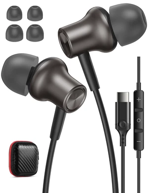 USB C Headphones Wired Earbuds for Apple iPhone Duo 18 17 17e 16 16e 15 Pro USBC In Ear Buds with Mic Carrying Case,Corded Type C Earphones Headset for Samsung Galaxy S26 S25/Pixel 11 10 9 8 7 Android USB C Headphones Wired Earbuds for Apple iPhone Duo 18 17 17e 16 16e 15 Pro USBC In Ear Buds with Mic Carrying Case,Corded Type C Earphones Headset for Samsung Galaxy S26 S25/Pixel 11 10 9 8 7 Android