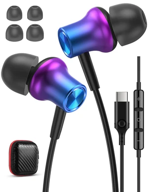 USB C Headphones Wired Earbuds for Apple iPhone Duo 18 17 17e 16 16e 15 Pro USBC In Ear Buds with Mic Carrying Case,Corded Type C Earphones Headset for Samsung Galaxy S26 S25/Pixel 11 10 9 8 7 Android USB C Headphones Wired Earbuds for Apple iPhone Duo 18 17 17e 16 16e 15 Pro USBC In Ear Buds with Mic Carrying Case,Corded Type C Earphones Headset for Samsung Galaxy S26 S25/Pixel 11 10 9 8 7 Android
