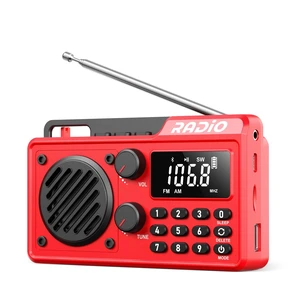 Portable Radio AM FM Shortwave, Rechargeable Radio Bluetooth Speaker-Red 1500mAh 30H Playback, Excellent Reception, Large LCD Screen, Support TF Card U Disk, Sleep Timer, 3W Speaker Stereo Sound Portable Radio AM FM Shortwave, Rechargeable Radio Bluetooth Speaker-Red 1500mAh 30H Playback, Excellent Reception, Large LCD Screen, Support TF Card U Disk, Sleep Timer, 3W Speaker Stereo Sound