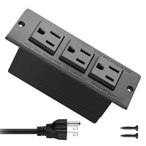 Recessed Power Strip Black Desk Mount Power Grommet Socket for Cabinet 3 AC Outlets 6.56'ft Power Cord for Counter Drawer Furniture Workbench UL ETL Certificated Recessed Power Strip Black Desk Mount Power Grommet Socket for Cabinet 3 AC Outlets 6.56'ft Power Cord for Counter Drawer Furniture Workbench UL ETL Certificated