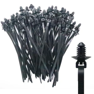 Push Mount Cable Zip Ties 6.5 Inch, Automotive Zip Ties with Push Pin Heavy Duty Wire Harness Clips (100 Pack) Push Mount Cable Zip Ties 6.5 Inch, Automotive Zip Ties with Push Pin Heavy Duty Wire Harness Clips (100 Pack)