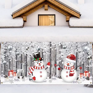Christmas Garage Door Cover 6 x 13 Ft, Snowman Nativity Banner Winter Snowman Design, Weatherproof Material Outdoor Indoor, Easy Installation, Festive Front Yard Display Christmas Garage Door Cover 6 x 13 Ft, Snowman Nativity Banner Winter Snowman Design, Weatherproof Material Outdoor Indoor, Easy Installation, Festive Front Yard Display