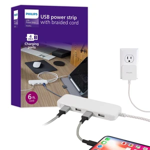 24W USB Extension Cord Power Strip Charging Station, for IPhone 11/Pro/Max/XS/XR/X/8, iPad Pro, Samsung Galaxy S10/S9/Plus, Google Pixel, USB-A, 6 ft. Braided Cord, DLK2506/27 24W USB Extension Cord Power Strip Charging Station, for IPhone 11/Pro/Max/XS/XR/X/8, iPad Pro, Samsung Galaxy S10/S9/Plus, Google Pixel, USB-A, 6 ft. Braided Cord, DLK2506/27