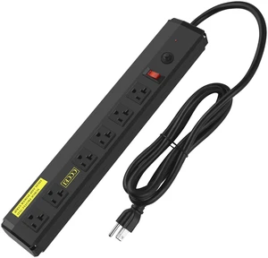 Heavy Duty Power Strip Surge Protector 20 Amp, High Amp Industrial Shop Garage Metal Multiple Outlets, 15 FT 12 Gauge 5-15P Extension Cord 6 Outlet 6-20R T-Slot 20a for Appliance. Black Heavy Duty Power Strip Surge Protector 20 Amp, High Amp Industrial Shop Garage Metal Multiple Outlets, 15 FT 12 Gauge 5-15P Extension Cord 6 Outlet 6-20R T-Slot 20a for Appliance. Black