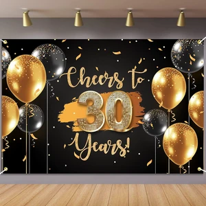 Black Gold Cheers to 30 Years Backdrop Banner Happy 30th Birthday Balloon Background Decorations for Women Men Her Him Anniversary Photography Party Supplies Black Gold Cheers to 30 Years Backdrop Banner Happy 30th Birthday Balloon Background Decorations for Women Men Her Him Anniversary Photography Party Supplies