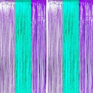 Teal Purple Tinsel Foil Fringe Curtains - Under The Sea Baby Shower Birthday Photo Backdrops Wedding Summer Beach Pool Party Decor Photo Booth Props Backdrops Decorations, 2PC Teal Purple Tinsel Foil Fringe Curtains - Under The Sea Baby Shower Birthday Photo Backdrops Wedding Summer Beach Pool Party Decor Photo Booth Props Backdrops Decorations, 2PC