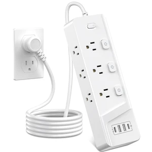 6-Outlet Power Strip with 4 USB Ports (2 USB-C), 6Ft Extension Cord, Individual Switches, 1250W/10A Desk Power Strip with Overload Protection for Home Office, Dorm, Bedroom, White 6-Outlet Power Strip with 4 USB Ports (2 USB-C), 6Ft Extension Cord, Individual Switches, 1250W/10A Desk Power Strip with Overload Protection for Home Office, Dorm, Bedroom, White