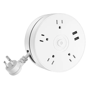 Retractable Power Strip with 6ft Extension Cord, 4 Outlets + 2 USB Ports - Portable for Travel, Home, and Office (White) Retractable Power Strip with 6ft Extension Cord, 4 Outlets + 2 USB Ports - Portable for Travel, Home, and Office (White)