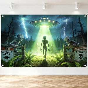 UFO Alien Backdrop Alien Party Decorations Banner 6 x 3.6 ft Polyester Fabric, Alien Flying Saucer Photography Background Spacecraft Science Fiction Theme Party Supplies for Boys UFO Alien Backdrop Alien Party Decorations Banner 6 x 3.6 ft Polyester Fabric, Alien Flying Saucer Photography Background Spacecraft Science Fiction Theme Party Supplies for Boys