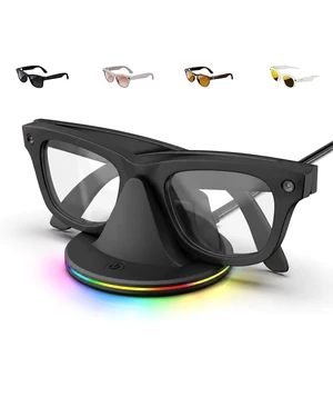 Charging Dock for Ray-Ban Meta & Oakley Meta HSTN Smart Glasses 7-color RGB ambient light separate LED indicator USB-C fast charging slim design for bedroom office and travel use Charging Dock for Ray-Ban Meta & Oakley Meta HSTN Smart Glasses 7-color RGB ambient light separate LED indicator USB-C fast charging slim design for bedroom office and travel use