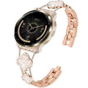 Compatible for Garmin Venu 4 45mm/Venu 3/Venu 2/Vivoactive 4 Bands, Women 22mm Four Leaf Clover Rhinestone Bling Wristband Chain Strap for Forerunner 570-47mm/Forerunner 265/255/935/945 Compatible for Garmin Venu 4 45mm/Venu 3/Venu 2/Vivoactive 4 Bands, Women 22mm Four Leaf Clover Rhinestone Bling Wristband Chain Strap for Forerunner 570-47mm/Forerunner 265/255/935/945