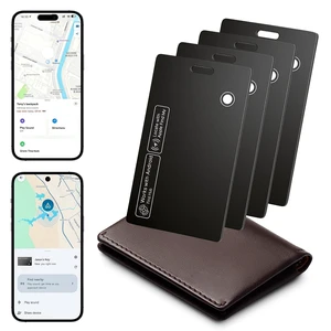 Smart Wallet Tracker Card (iOS & Android) - Item Finder for Luggage, Keys & Passport Compatible with Apple Find MySlim, Rechargeable & IP68 Waterproof (4 Black) Smart Wallet Tracker Card (iOS & Android) - Item Finder for Luggage, Keys & Passport Compatible with Apple Find MySlim, Rechargeable & IP68 Waterproof (4 Black)