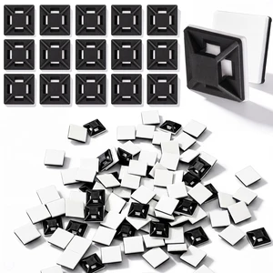 300 Pcs 1/2'' Self Adhesive Cable Zip Tie Mounts for Desk, Black Wire Cable Clips Holders, Management Anchors Organizer Squares, Strong Adhesive Fasteners, for Office & Home Cord Organizer 300 Pcs 1/2'' Self Adhesive Cable Zip Tie Mounts for Desk, Black Wire Cable Clips Holders, Management Anchors Organizer Squares, Strong Adhesive Fasteners, for Office & Home Cord Organizer