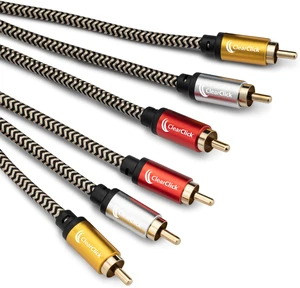 3-RCA AV to 3-RCA AV Cable - 6.5 ft Gold-Plated Premium Quality Braided Nylon Jacket, Gold-Plated Connectors, Color-Coded Plugs, Universal Compatibility, Durable Design 3-RCA AV to 3-RCA AV Cable - 6.5 ft Gold-Plated Premium Quality Braided Nylon Jacket, Gold-Plated Connectors, Color-Coded Plugs, Universal Compatibility, Durable Design