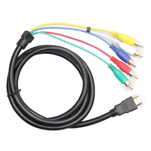 ® 5 Ft 1.5M HDMI to RCA Cable, HDMI Type A Male to 5RCA Male Plug Video Audio Cale Converter Adapter Cable for HDTV Plasma TV DVD and Most LCD Projectors (Black,Nylon) ® 5 Ft 1.5M HDMI to RCA Cable, HDMI Type A Male to 5RCA Male Plug Video Audio Cale Converter Adapter Cable for HDTV Plasma TV DVD and Most LCD Projectors (Black,Nylon)