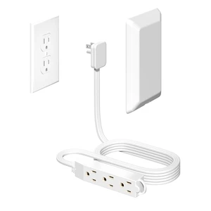 5FT Flat Extension Cord Ultra Thin Outlet Concealer with Cord Concealer Kit,Flat Outlet Extender with 3 Outlet Power Strip,Universal Size Flat Plug Power Strip for Home,ETL Listed,White 5FT Flat Extension Cord Ultra Thin Outlet Concealer with Cord Concealer Kit,Flat Outlet Extender with 3 Outlet Power Strip,Universal Size Flat Plug Power Strip for Home,ETL Listed,White