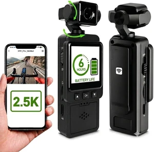 2.5K Body Cameras with Audio and Video Recording, Handheld Pocket Camera with WiFi, 6HR Battery, Mini Vlogging Camera for Travel, Sports, Work Records, Covert Recording. (64G) 2.5K Body Cameras with Audio and Video Recording, Handheld Pocket Camera with WiFi, 6HR Battery, Mini Vlogging Camera for Travel, Sports, Work Records, Covert Recording. (64G)