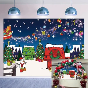 Comic Christmas Red House Backdrop 8x6FT Winter Xmas Tree Snow Night Kennel Photography Background for Family Kid Christmas Holiday Birthday Party Decoration Supplies Photo Props Comic Christmas Red House Backdrop 8x6FT Winter Xmas Tree Snow Night Kennel Photography Background for Family Kid Christmas Holiday Birthday Party Decoration Supplies Photo Props