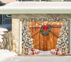 Rustic Christmas Garage Door Cover 7 x 9 Ft Wood Texture Board Door Cover Large Yard Sign for Xmas Indoor Outdoor House Wall Party Decor Rustic Christmas Garage Door Cover 7 x 9 Ft Wood Texture Board Door Cover Large Yard Sign for Xmas Indoor Outdoor House Wall Party Decor