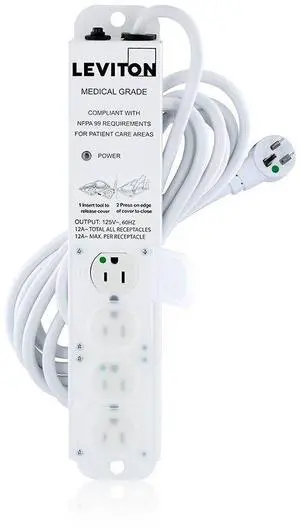 Medical Grade Power Strip, 15-Amp, 125-Volt, 4-Outlets, 15-Feet Cord Length, 5304M-1N5 Medical Grade Power Strip, 15-Amp, 125-Volt, 4-Outlets, 15-Feet Cord Length, 5304M-1N5
