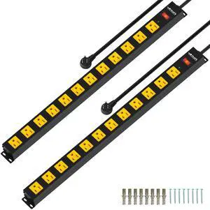 12 Outlet Long Power Strip, 2100 Joules Surge Protector, 6FT Power Cord, Wide Spaced Outlet Power Bar, Overload Protection Switch, Industrial Heavy Duty for Work Bench, Shop, Garage, 2 Pack 12 Outlet Long Power Strip, 2100 Joules Surge Protector, 6FT Power Cord, Wide Spaced Outlet Power Bar, Overload Protection Switch, Industrial Heavy Duty for Work Bench, Shop, Garage, 2 Pack