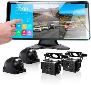 4K Backup Camera 4 Channel 360 Dash Cam with 10.36" Quad Split Touch Screen & 4 AHD Front Rear Sides View Camera w/DVR Recording Music Video Playback Avoid Blind for RV Semi Trailer Truck Van 4K Backup Camera 4 Channel 360 Dash Cam with 10.36" Quad Split Touch Screen & 4 AHD Front Rear Sides View Camera w/DVR Recording Music Video Playback Avoid Blind for RV Semi Trailer Truck Van