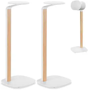 Universal Wood & Metal Speaker Stands Pair 30.75" Floor Standing for Bookshelf & Compact Speakers | 22 lb Capacity | Cable Management (White and Beech, Universal Speaker Stand) Universal Wood & Metal Speaker Stands Pair 30.75" Floor Standing for Bookshelf & Compact Speakers | 22 lb Capacity | Cable Management (White and Beech, Universal Speaker Stand)
