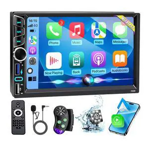 7" Double Din Car Stereo Compatible with Wireless Apple Carplay Android Auto|Bluetooth 5.2|180W Outputs|Subwoofer|FM|AM|USB|38W Fast Charge|Physical Knob|Backup Camera|Stereo for 7x4.02 2 DIN Size 7" Double Din Car Stereo Compatible with Wireless Apple Carplay Android Auto|Bluetooth 5.2|180W Outputs|Subwoofer|FM|AM|USB|38W Fast Charge|Physical Knob|Backup Camera|Stereo for 7x4.02 2 DIN Size