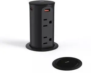 Pop up Outlet for Countertop,65W USB C Fast Charging Port,2.5-inch Hole Desktop Power Grommet,Recessed Power Strip,4 Outlets 4 USB Ports,15Amp Tamper Resistant Receptacle,ETL Listed (Black) Pop up Outlet for Countertop,65W USB C Fast Charging Port,2.5-inch Hole Desktop Power Grommet,Recessed Power Strip,4 Outlets 4 USB Ports,15Amp Tamper Resistant Receptacle,ETL Listed (Black)