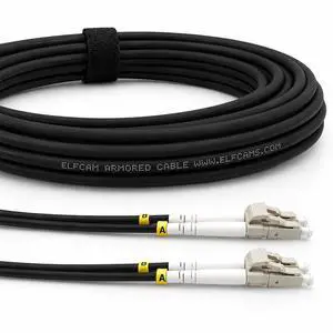 ® - 60m/196.8ft Outdoor and Indoor Shielded Armored Fiber Optic Cable LC/UPC to LC/UPC OM3 Multimode Duplex 50/125m LSZH, Black (60M) ® - 60m/196.8ft Outdoor and Indoor Shielded Armored Fiber Optic Cable LC/UPC to LC/UPC OM3 Multimode Duplex 50/125m LSZH, Black (60M)