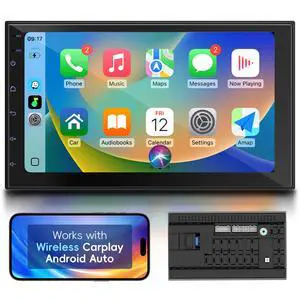 7" Double Din Car Stereo with Wireless Apple CarPlay & Android Auto, Touchscreen Car Radio with Bluetooth 4.1, Mirror Link, GPS Navigation, WiFi, Voice Control, 2+32GB, FM Radio - No Camera 7" Double Din Car Stereo with Wireless Apple CarPlay & Android Auto, Touchscreen Car Radio with Bluetooth 4.1, Mirror Link, GPS Navigation, WiFi, Voice Control, 2+32GB, FM Radio - No Camera