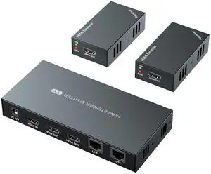 HDMI Extender Splitter 1x2 1080P@60Hz Over Cat 5E/6/7 Ethernet Cable 50m (165ft) Support 2 HDMI loopout EDID Copy POC Function (1 in 2 Out) HDMI Extender Splitter 1x2 1080P@60Hz Over Cat 5E/6/7 Ethernet Cable 50m (165ft) Support 2 HDMI loopout EDID Copy POC Function (1 in 2 Out)