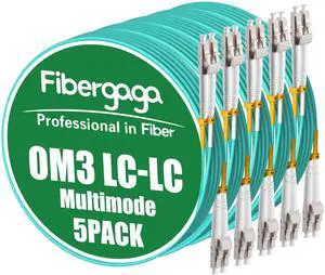 5Pack 15M(50ft) OM3 LC to LC Fiber Patch Cable, Multimode 50/125µm 10G/40G, OD-2.0mm Fiber Optic Cable Duplex LSZH Fiber Jumper 5Pack 15M(50ft) OM3 LC to LC Fiber Patch Cable, Multimode 50/125µm 10G/40G, OD-2.0mm Fiber Optic Cable Duplex LSZH Fiber Jumper