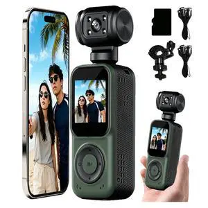 Pocket Camera 4K Output 64GB, WiFi Body Cameras with Audio and Video Recording, Dual Light&7 Hour Battery (Green) Pocket Camera 4K Output 64GB, WiFi Body Cameras with Audio and Video Recording, Dual Light&7 Hour Battery (Green)