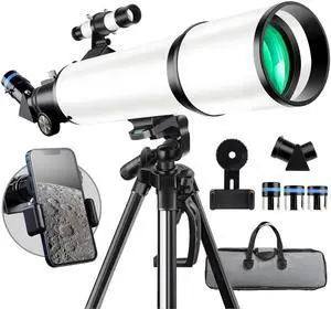 Telescope, Telescope for Adults High Powered, 80mm Aperture 600mm FL with Metal AZ and Phone Holder and Portable Bag,Aperture 80mm Telescope, Telescope for Adults High Powered, 80mm Aperture 600mm FL with Metal AZ and Phone Holder and Portable Bag,Aperture 80mm
