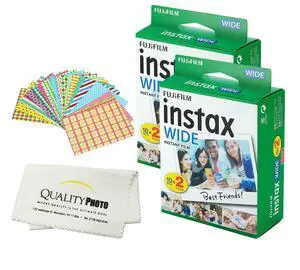 INSTAX Wide Instant Film 8 Pack - 80 Sheets - (White) for Instax Wide Cameras + Frame Stickers and Microfiber Cloth Accessories (40 Sheets) INSTAX Wide Instant Film 8 Pack - 80 Sheets - (White) for Instax Wide Cameras + Frame Stickers and Microfiber Cloth Accessories (40 Sheets)