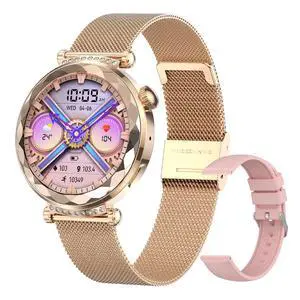 Smart Watch for Women, Fitness Tracker for Android/iOS, 1.19" AMOLED Screen Smartwatches with Female Cycle, Heart Rate, Sleep Monitor, Activity Tracking (2 Watch Bands) (Gold) Smart Watch for Women, Fitness Tracker for Android/iOS, 1.19" AMOLED Screen Smartwatches with Female Cycle, Heart Rate, Sleep Monitor, Activity Tracking (2 Watch Bands) (Gold)