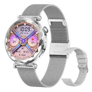 Smart Watch for Women, Fitness Tracker for Android/iOS, 1.19" AMOLED Screen Smartwatches with Female Cycle, Heart Rate, Sleep Monitor, Activity Tracking (2 Watch Bands) (Silver) Smart Watch for Women, Fitness Tracker for Android/iOS, 1.19" AMOLED Screen Smartwatches with Female Cycle, Heart Rate, Sleep Monitor, Activity Tracking (2 Watch Bands) (Silver)