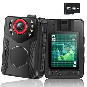 Body Camera with Audio and Video Recording: 1080P FHD Body Cam with Night Vision Video Recorder, 10HR Battery, 2.0 Screen, 128GB Wearable Bodycam for Law Enforcement, Security, and Outdoor Work Body Camera with Audio and Video Recording: 1080P FHD Body Cam with Night Vision Video Recorder, 10HR Battery, 2.0 Screen, 128GB Wearable Bodycam for Law Enforcement, Security, and Outdoor Work