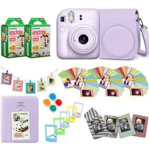 Instax Mini 12 Instant Camera + Pro Design Accessory Bundle with Protective Case, Magnetic Frames, Album, Frames Design Kit (40 Sheets) (Lilac Purple) Instax Mini 12 Instant Camera + Pro Design Accessory Bundle with Protective Case, Magnetic Frames, Album, Frames Design Kit (40 Sheets) (Lilac Purple)