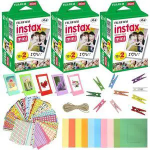 Instax Mini Instant Film & Plastic Desk Frames + 10 Paper Frames Plus 60 Sticker Frames (60 Sheets) Instax Mini Instant Film & Plastic Desk Frames + 10 Paper Frames Plus 60 Sticker Frames (60 Sheets)