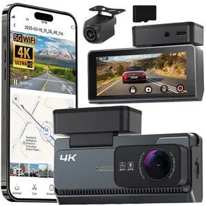 4K+2K Dash Cam Front and Rear, 5G WiFi GPS, 32GB Card Included, 3.39" Screen Dual Dashcam, G-Sensor, 24H Parking Mode, WDR, Dash Camera for Cars 4K+2K Dash Cam Front and Rear, 5G WiFi GPS, 32GB Card Included, 3.39" Screen Dual Dashcam, G-Sensor, 24H Parking Mode, WDR, Dash Camera for Cars